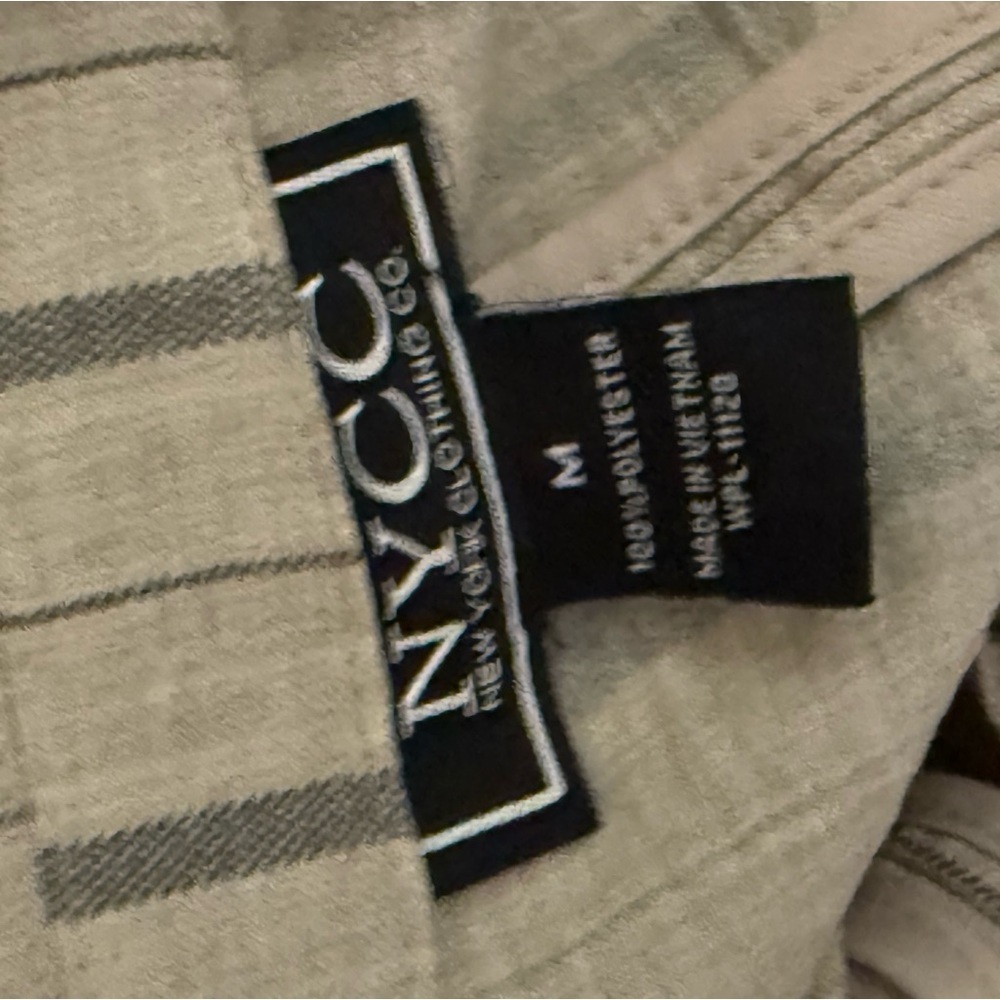 NYCC Beige Striped Lightweight Button Up Jacket Women's M Casual Layering Coat - Picture 3 of 3